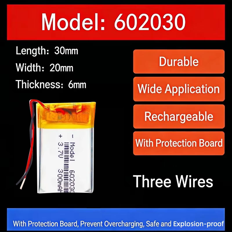Smartwatches - 3.7V 300mAh 602030 리튬 배터리 무선