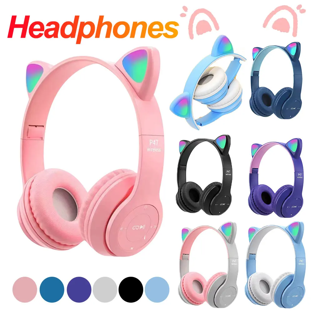 Cat Ear Bluetooth Headset Led - 깜빡이는 LED 귀여운 고양이 귀 헤드폰