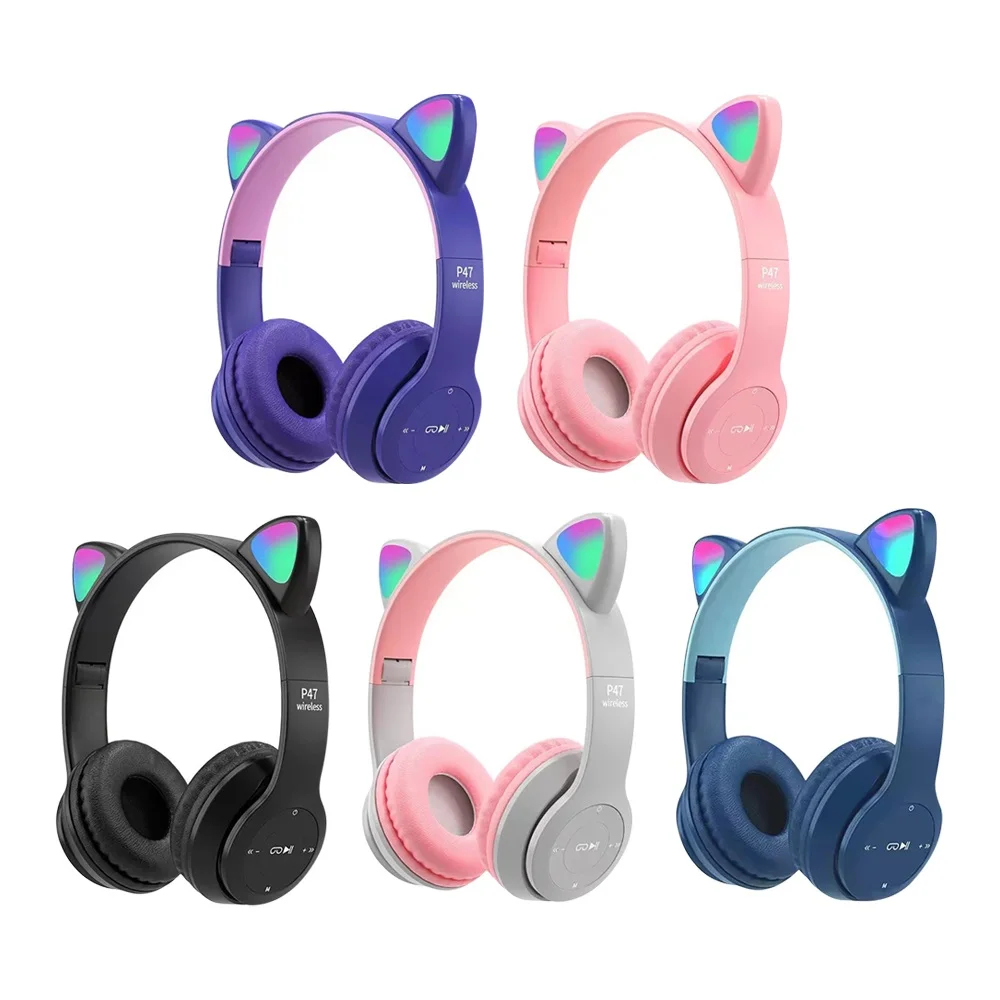 Cat Ear Bluetooth Headset Led - 귀여운 고양이 귀 블루투스 호환 헤드셋