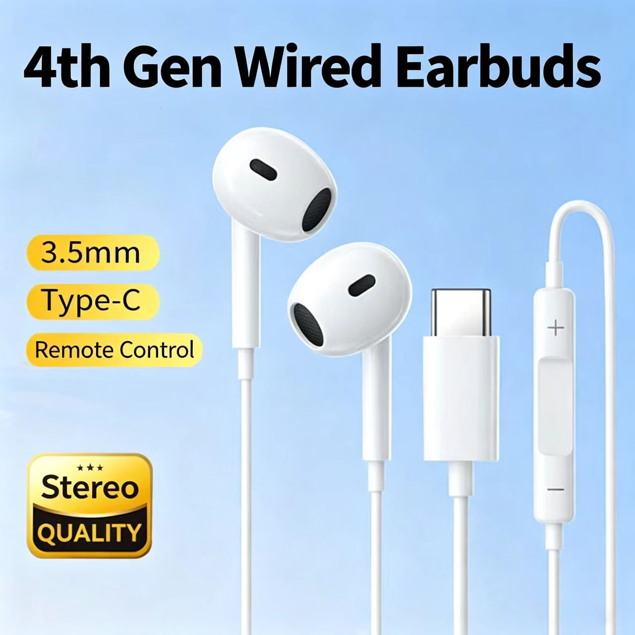 Type C Wired Earphones With Mic - 유선 하프 인이어 헤드폰 타입-C 및