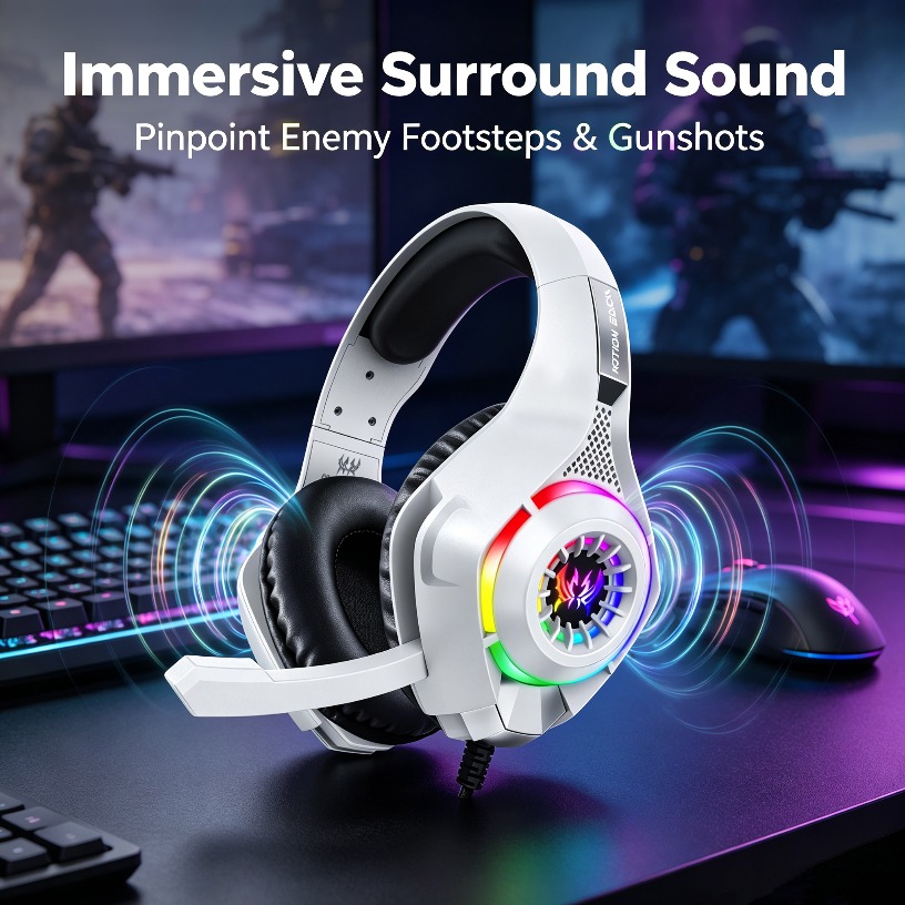 Gaming Headset With Mic Rgb - 마이크가 장착된 유선 게이밍 헤드폰 RGB