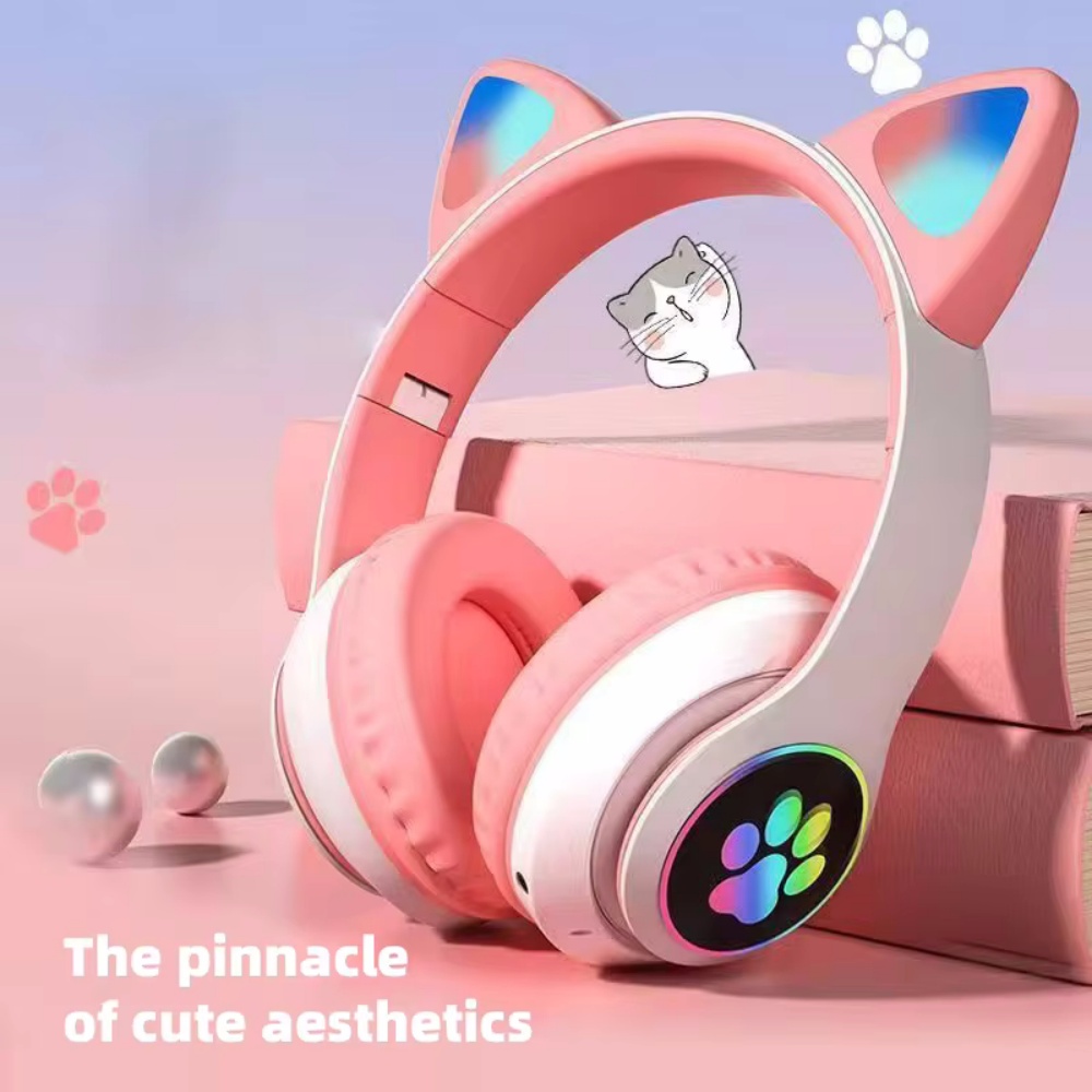 Cat Ear Bluetooth Headset Led - 귀여운 고양이 귀 블루투스 호환 헤드셋