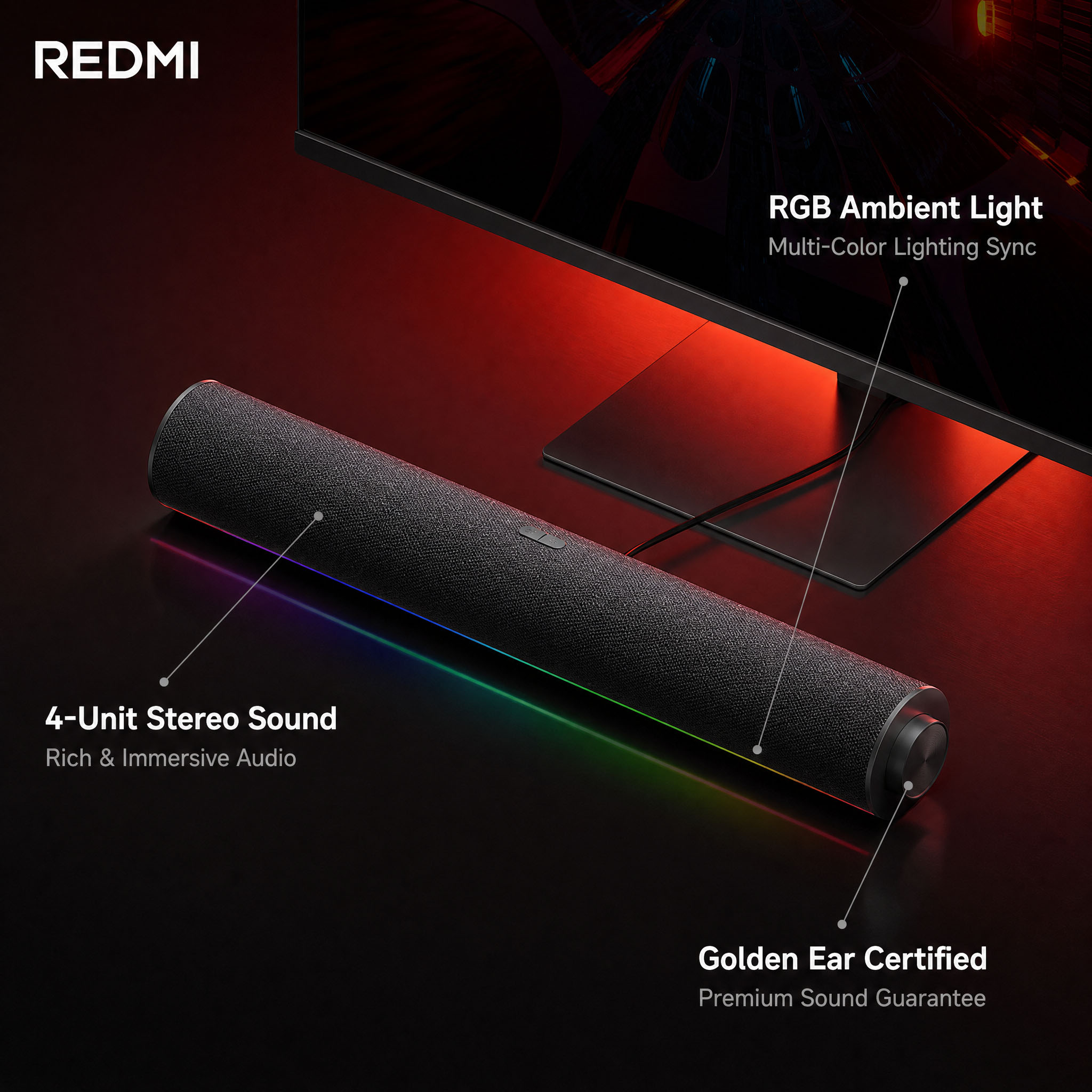 Rgb Computer Soundbar For Pc - 정품 샤오미 Redmi PC 스피커, 유선