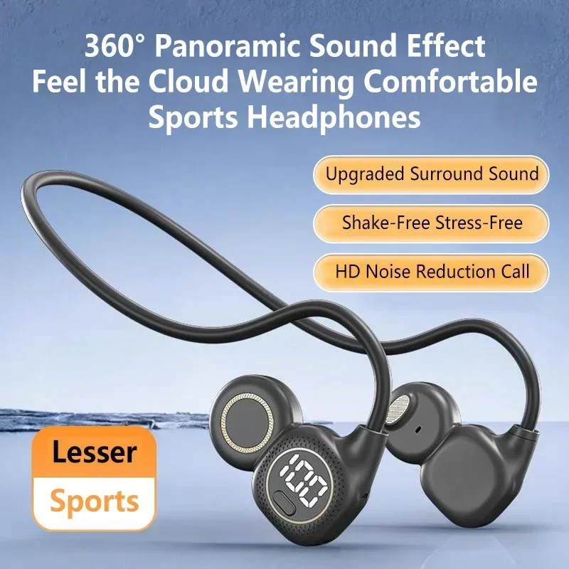 Bone Conduction Running Headphones - 골전도 블루투스 이어버드 비인이어 디지털 디스플레이