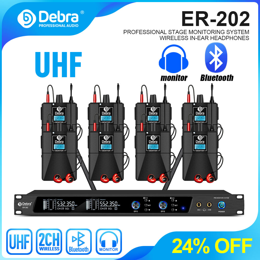 In Ear Monitors For Singers - 데브라 UHF IEM ER-202 무선 인이어