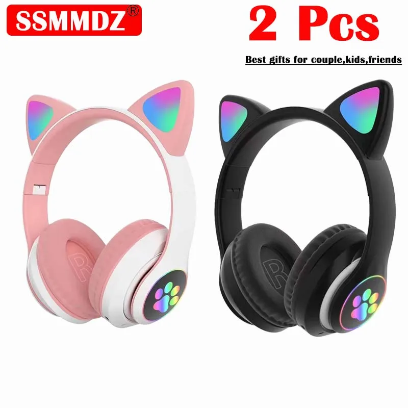 Cat Ear Bluetooth Headset Led - 2 Pcs 무선 헤드셋 블루투스 음악