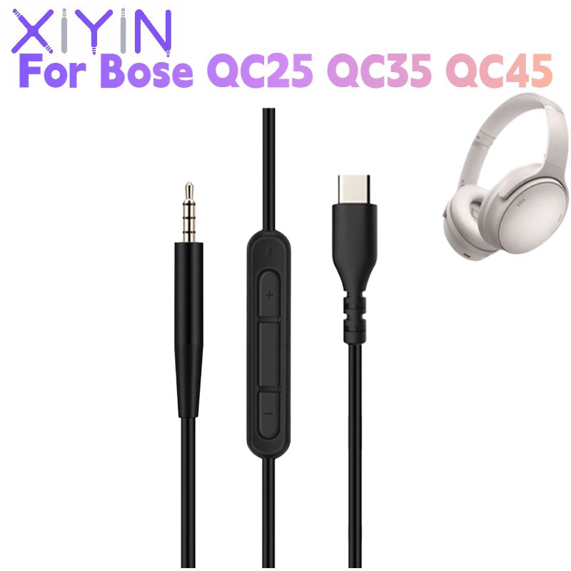 Type C Wired Earphones With Mic - 보스 QC25 QC35 QC45 헤드폰용 교체형
