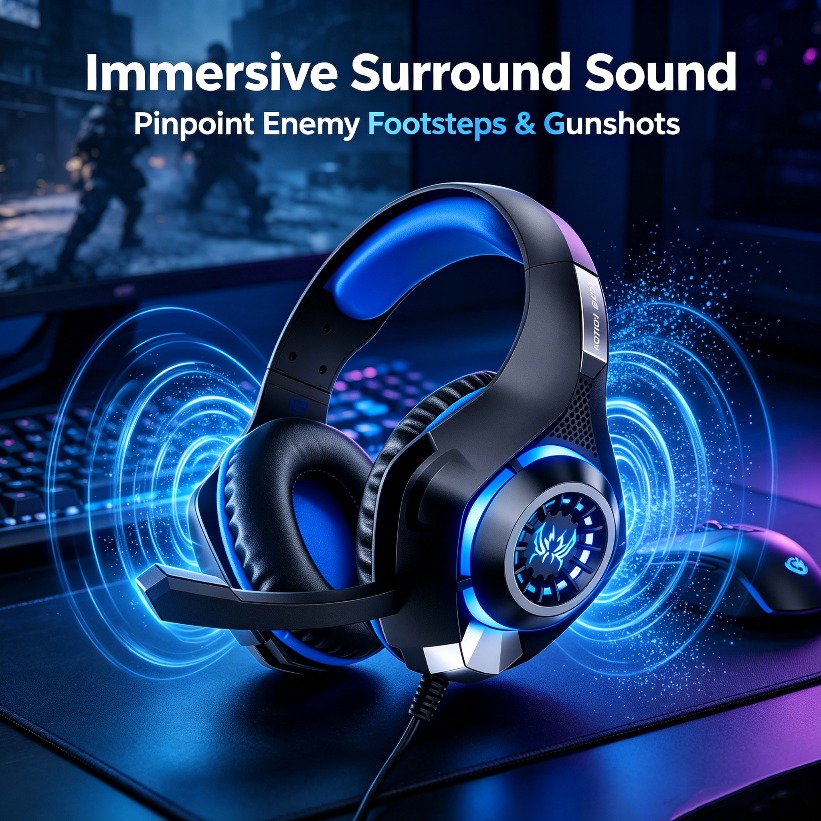 Gaming Headset With Mic Rgb - 마이크가 장착된 LED 게이밍 헤드폰 RGB