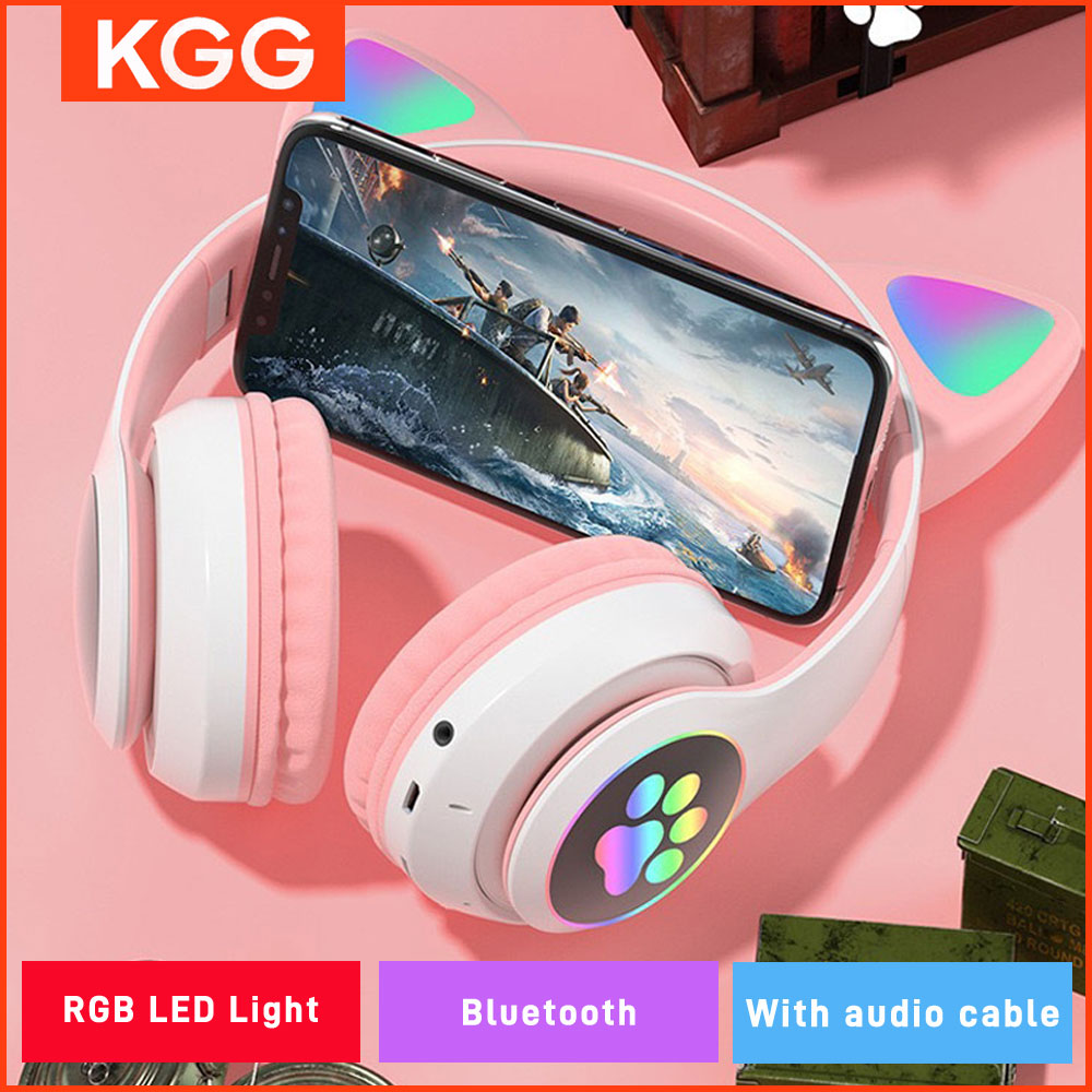 Cat Ear Bluetooth Headset Led - 고양이 귀 헤드폰 플래시 라이트 무선