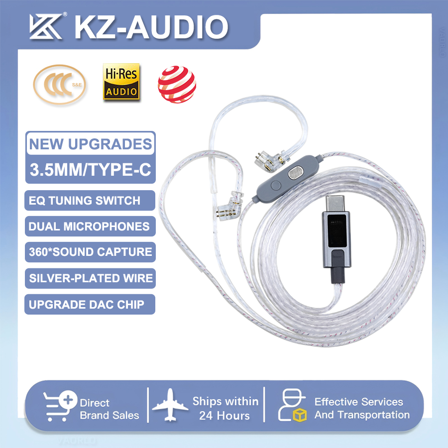 Type C Wired Earphones With Mic - KZ M2 듀얼 마이크 은도금 이어폰