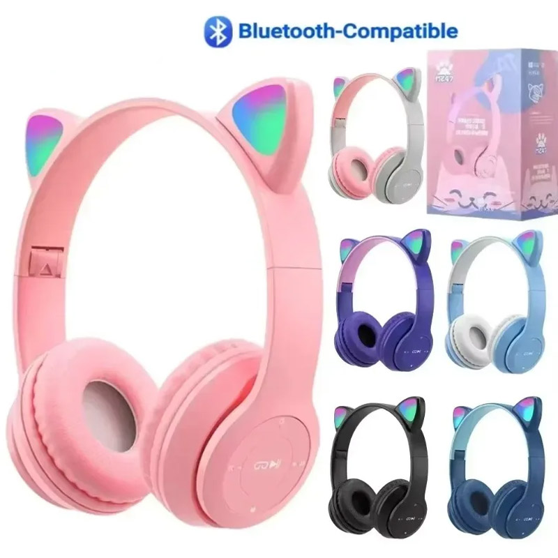 Cat Ear Bluetooth Headset Led - 무선 블루투스 이어폰 귀여운 고양이 귀