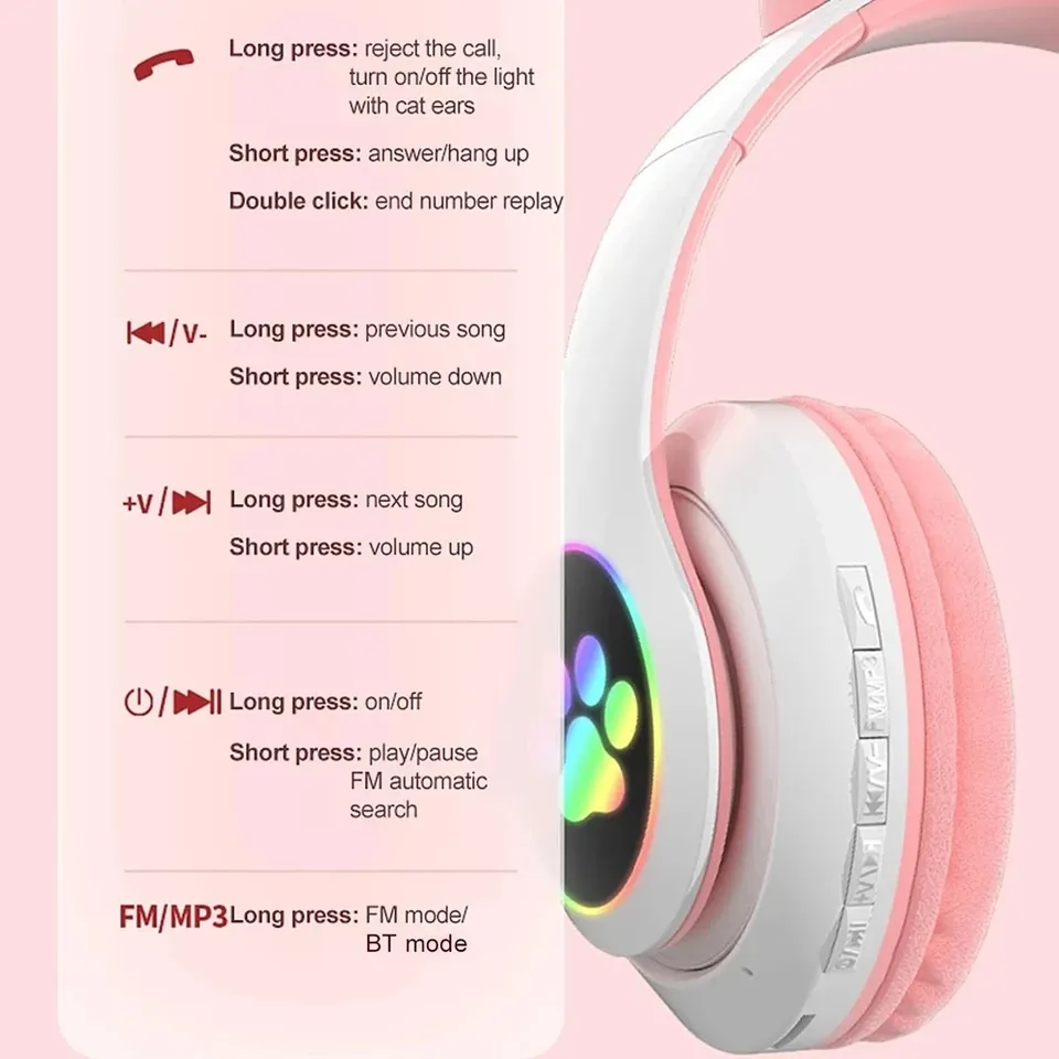 최신 STN-28 무선 헤드셋 고양이 귀 5.0 블루투 - Cat Ear Bluetooth Headset Led 리뷰 및 가격