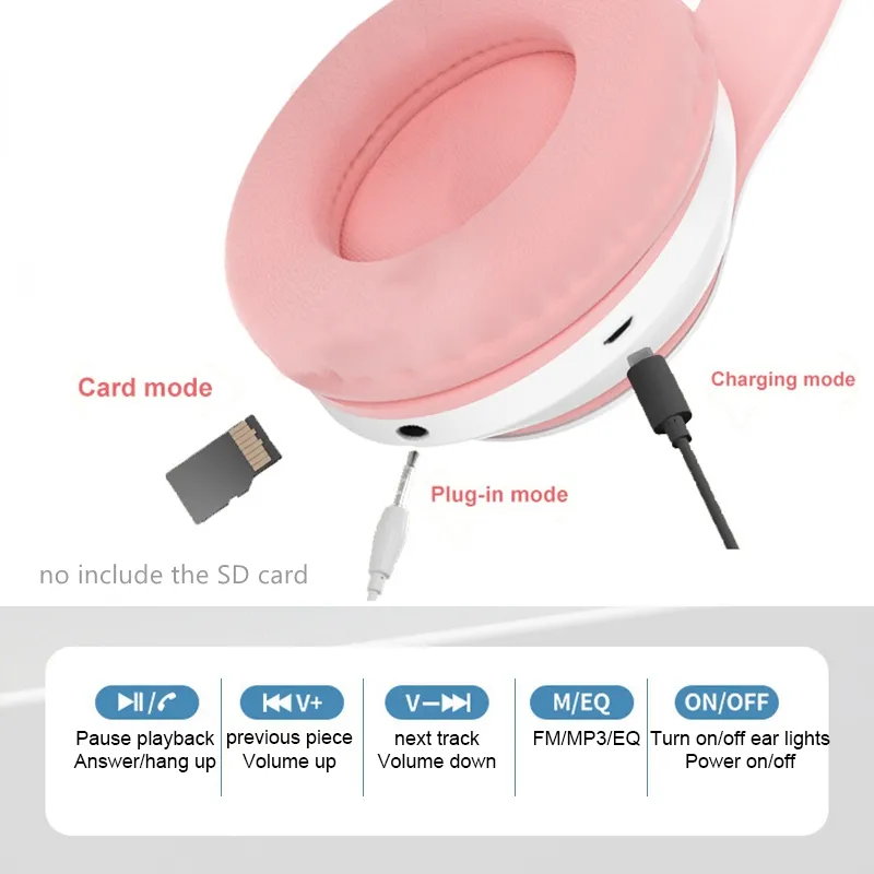 최신 STN-28 무선 헤드셋 고양이 귀 5.0 블루투 - Cat Ear Bluetooth Headset Led 리뷰 및 가격