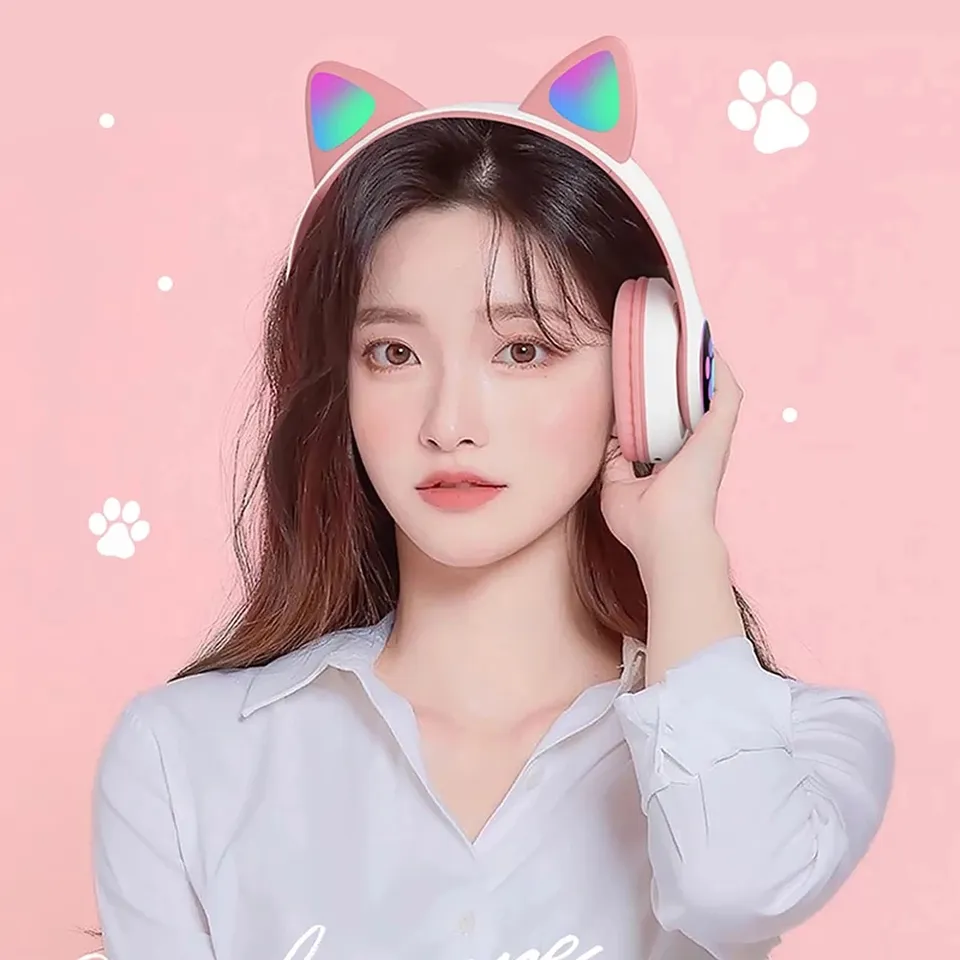 최신 STN-28 무선 헤드셋 고양이 귀 5.0 블루투 - Cat Ear Bluetooth Headset Led 리뷰 및 가격