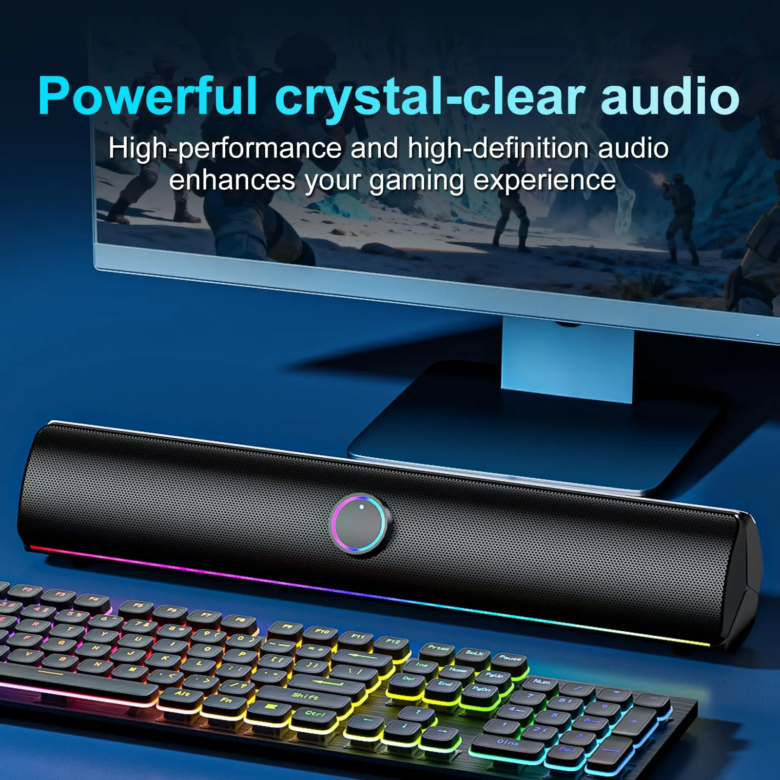 게이밍 사운드바, USB 원케이블 & 블루투스 5.4  - Rgb Computer Soundbar For Pc 리뷰 및 가격