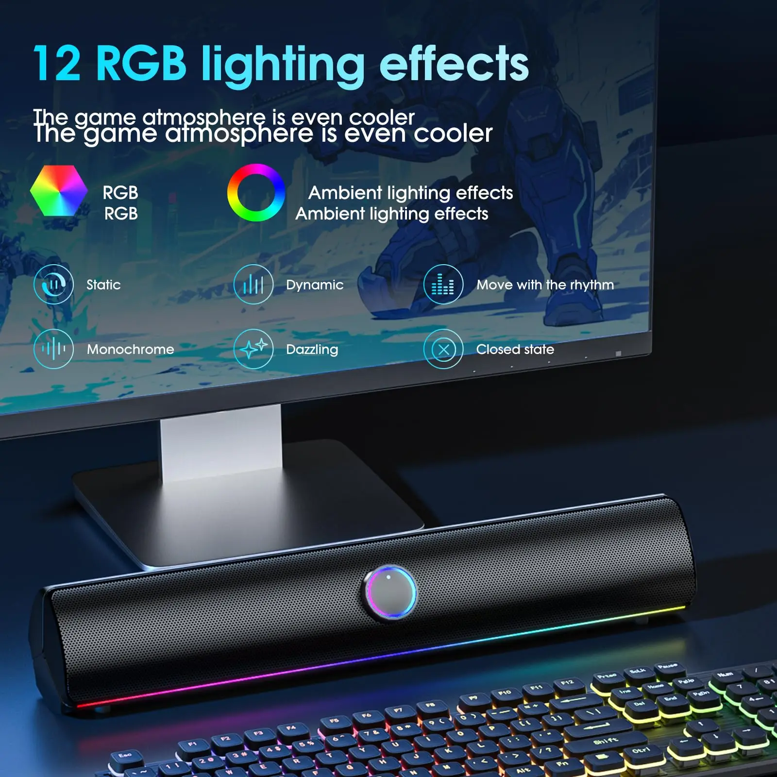 게이밍 사운드바, USB 원케이블 & 블루투스 5.4  - Rgb Computer Soundbar For Pc 리뷰 및 가격