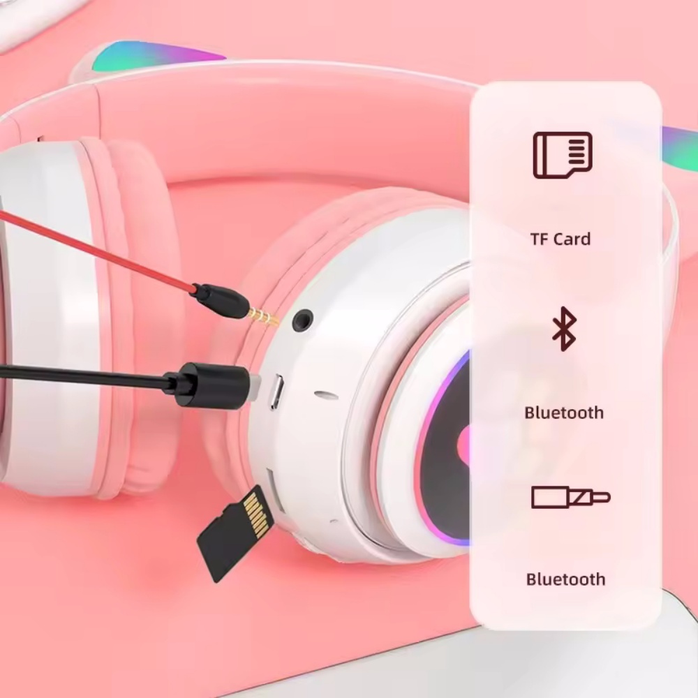 귀여운 고양이 귀 블루투스 호환 헤드셋 LED 무선 헤 - Cat Ear Bluetooth Headset Led 리뷰 및 가격