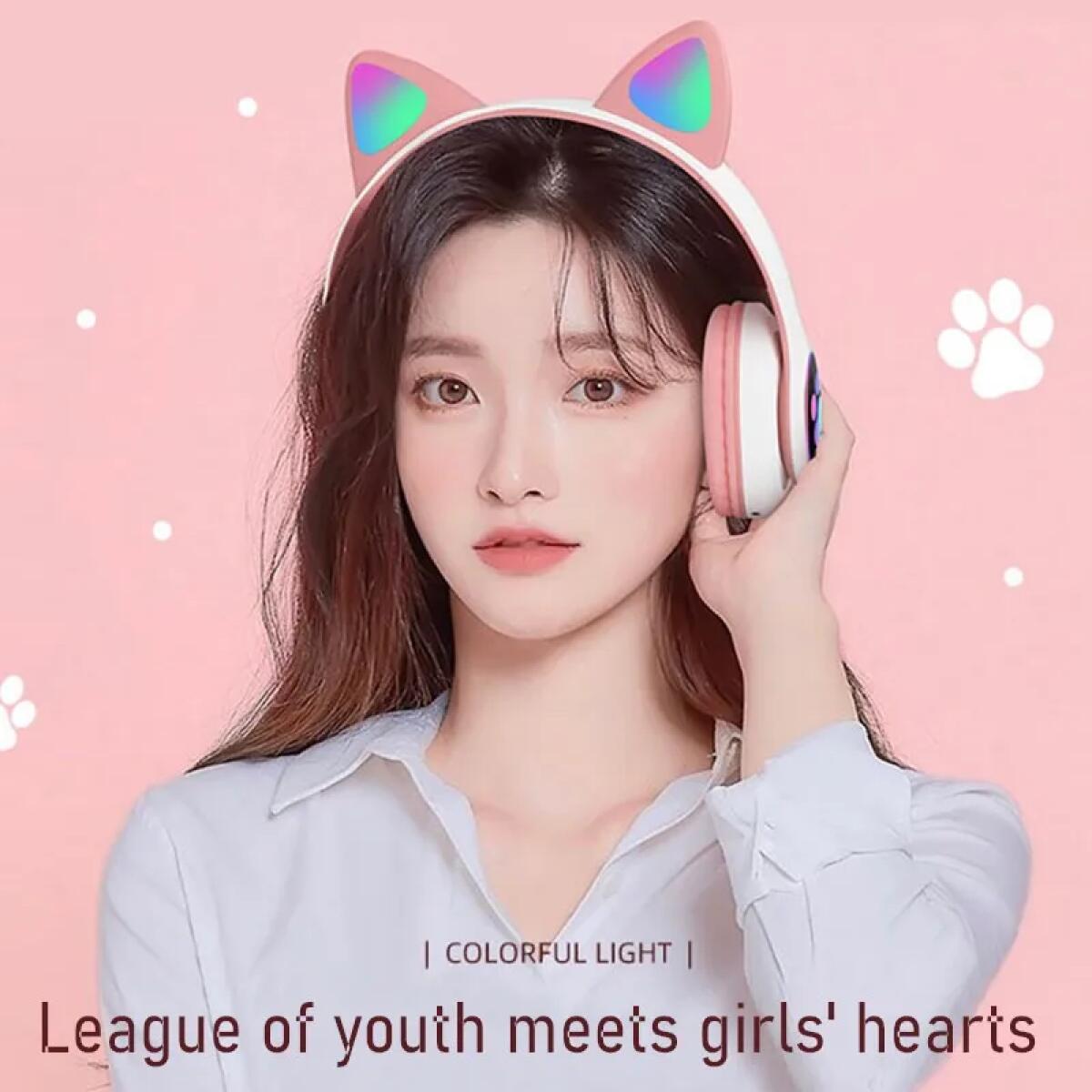 귀여운 고양이 귀 헤드폰 블루투스 무선 게임용 헤드셋, - Cat Ear Bluetooth Headset Led 리뷰 및 가격