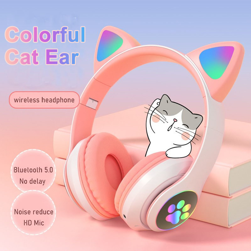 귀여운 고양이 귀 헤드폰 블루투스 무선 게임용 헤드셋, - Cat Ear Bluetooth Headset Led 리뷰 및 가격