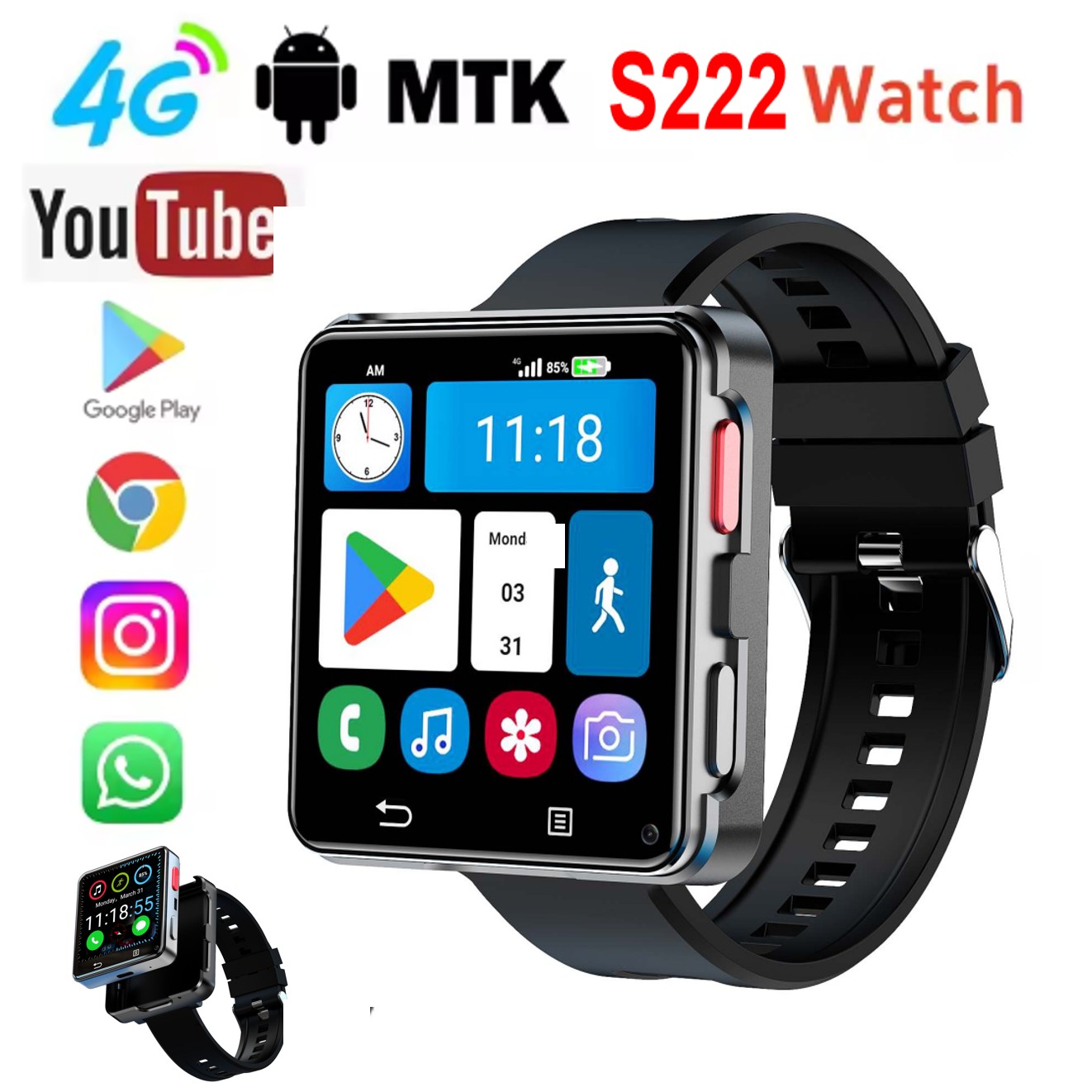 S222 스마트워치 4G SIM 카드 4GB 램 64G - Smartwatches 리뷰 및 가격