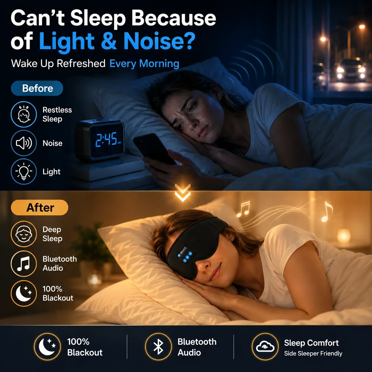 무선 수면 헤드폰 아이 마스크, 측면 수면자를 위한 마 - Sleep Mask Headphones Bluetooth 리뷰 및 가격