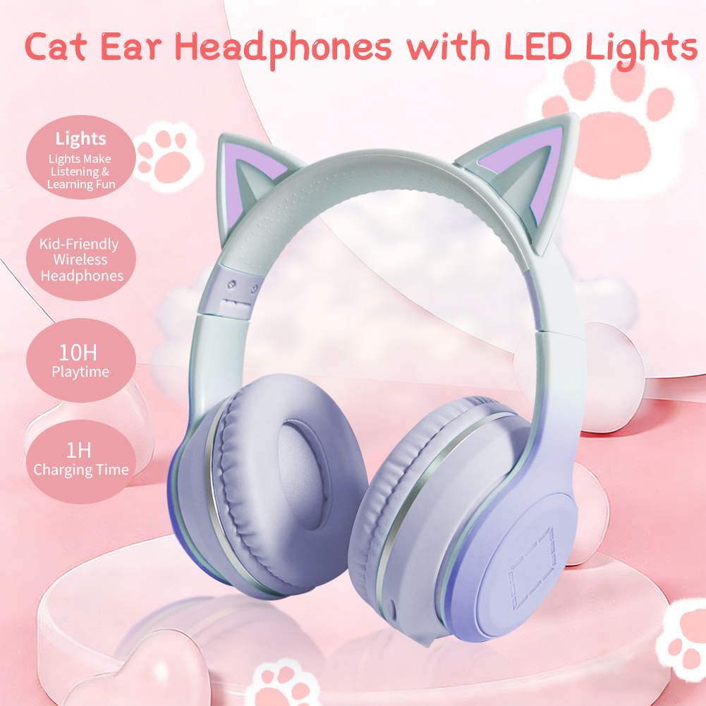 귀엽고 깜찍한 고양이 귀 모양 무선 헤드폰, RGB L - Cat Ear Bluetooth Headset Led 리뷰 및 가격