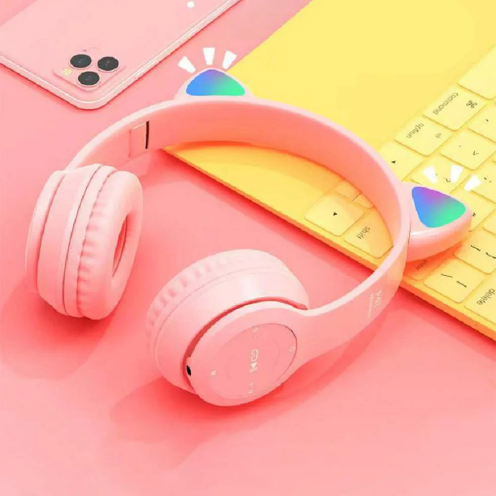 귀여운 고양이 귀 무선 헤드폰 RGB LED 조명 어린 - Cat Ear Bluetooth Headset Led 리뷰 및 가격