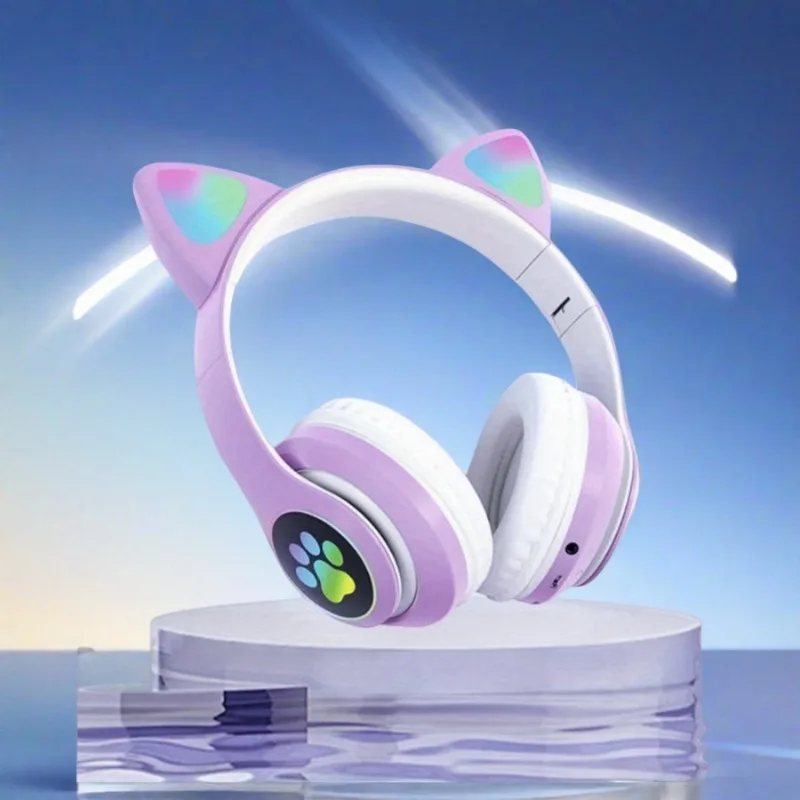새로운 플래시 라이트 귀여운 고양이 귀 무선 헤드폰 마 - Cat Ear Bluetooth Headset Led 리뷰 및 가격