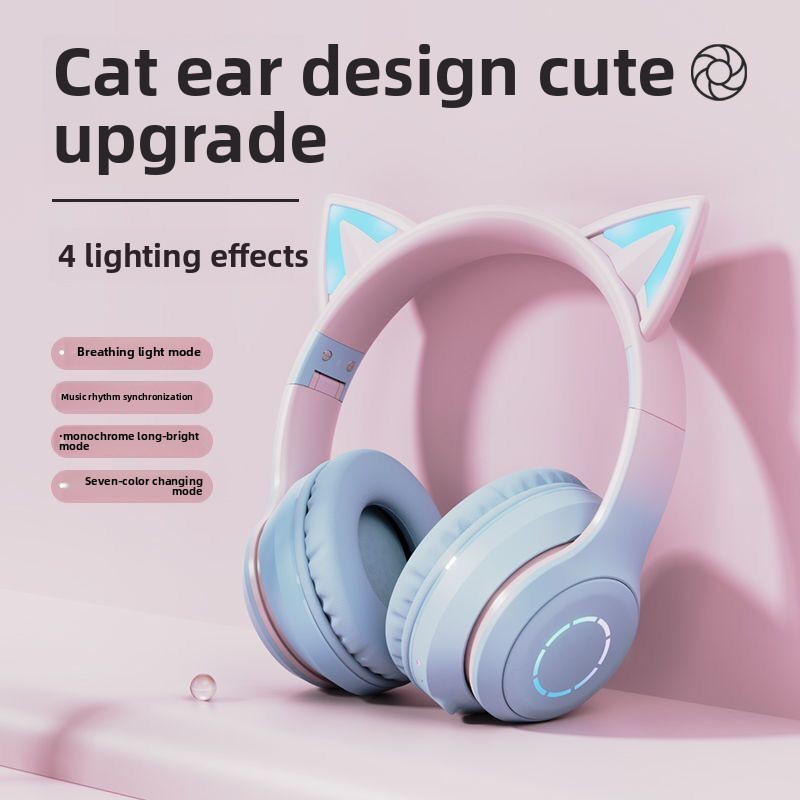 새로운 베스트셀러 헤드 마운트 블루투스 헤드셋 ST89 - Cat Ear Bluetooth Headset Led 리뷰 및 가격